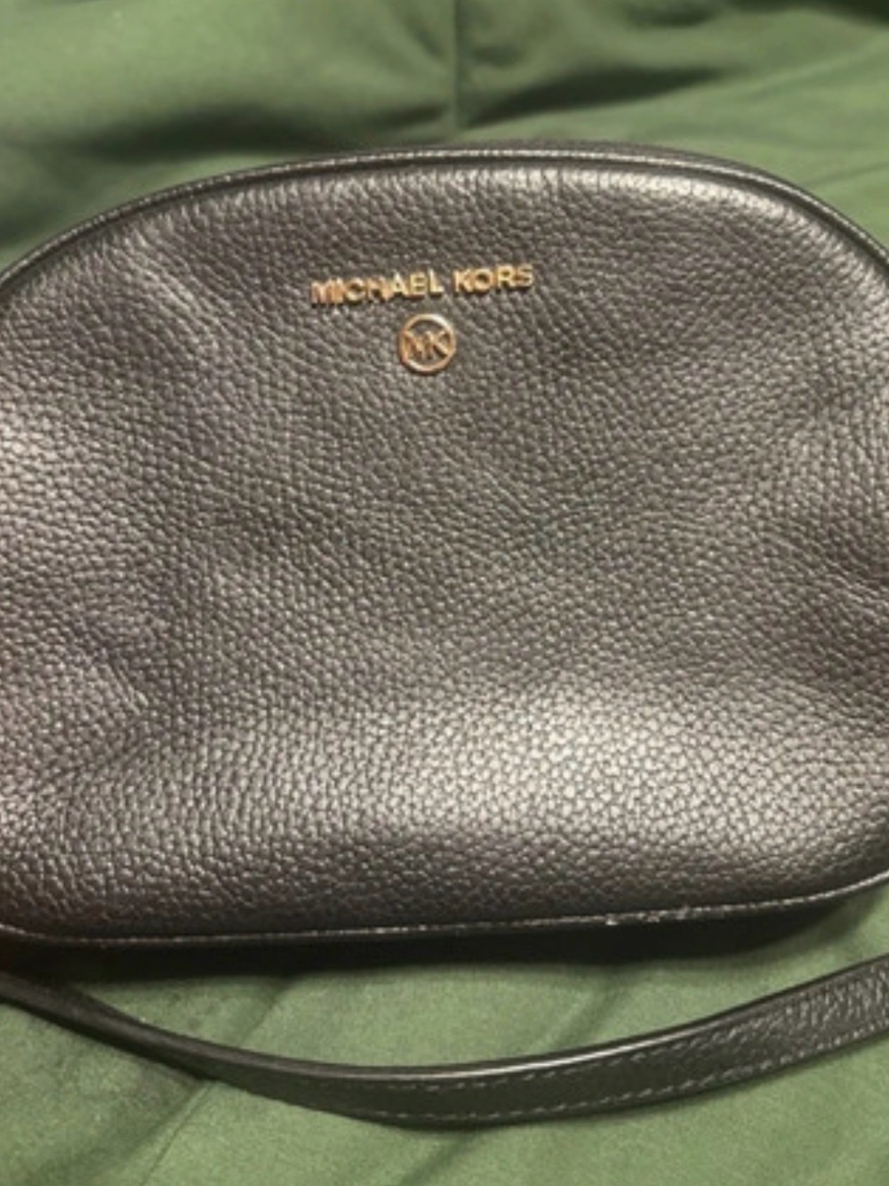 MICHAEL KORS Black Leather Wristlet with Gold Hardware